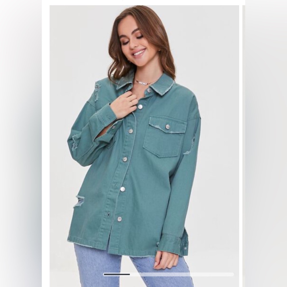Forever 21 Distressed Twill Shacket